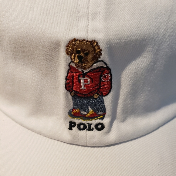 POLO RALPH LAUREN LIMITED VARSITY POLO BEAR 🐻 LOGO WHITE CAP HAT OSFA $49 NWT - Picture 2 of 9